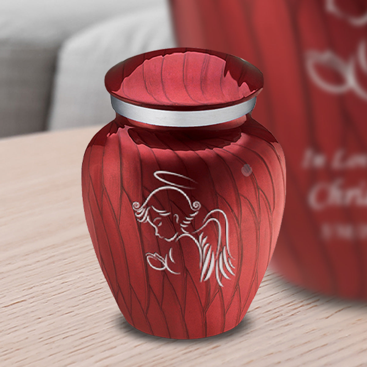 Keepsake Embrace Pearl Candy Red Angel Cremation Urn