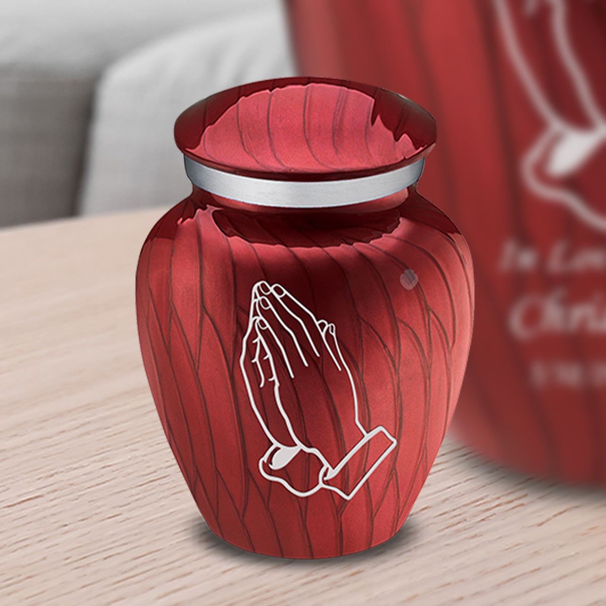 Keepsake Embrace Pearl Candy Red Praying Hands Cremation Urn