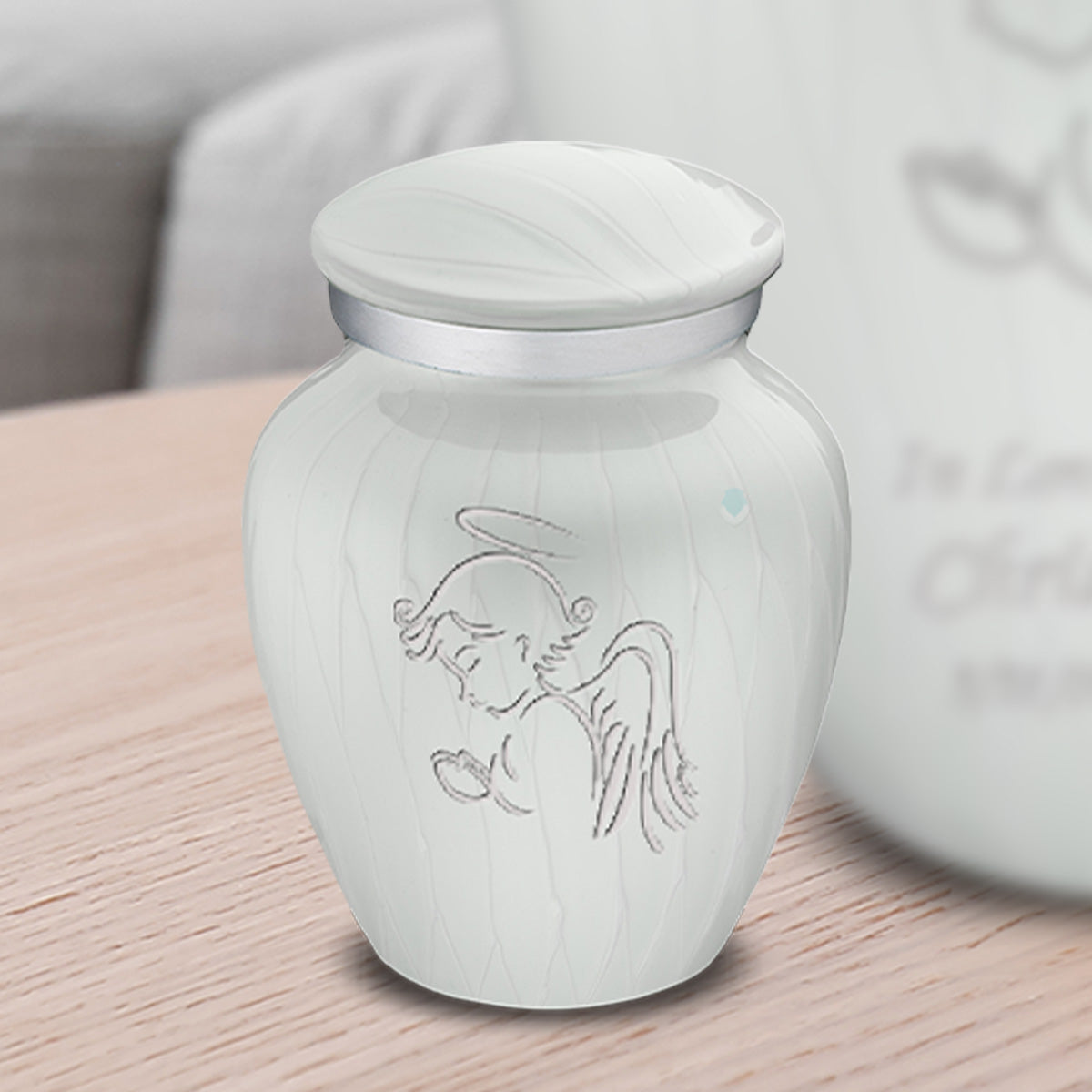 Keepsake Embrace Pearl White Angel Cremation Urn