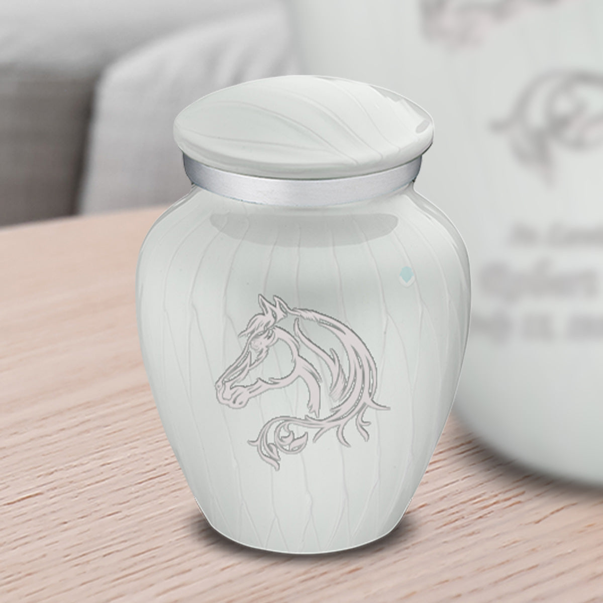Keepsake Embrace Pearl White Horse Cremation Urn