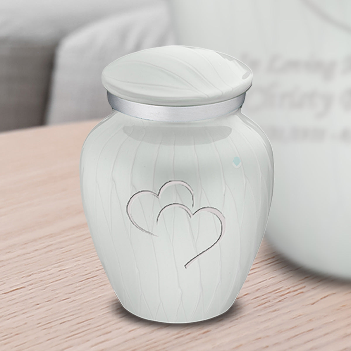 Keepsake Embrace Pearl White Hearts Cremation Urn