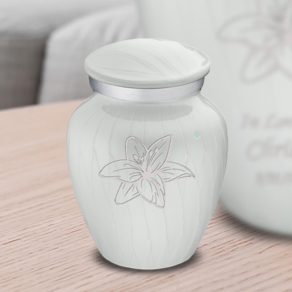 Keepsake Embrace Pearl White Lily Cremation Urn