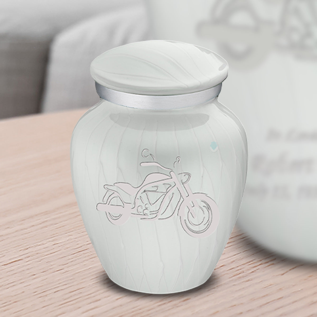 Keepsake Embrace Pearl White Motorcycle Cremation Urn