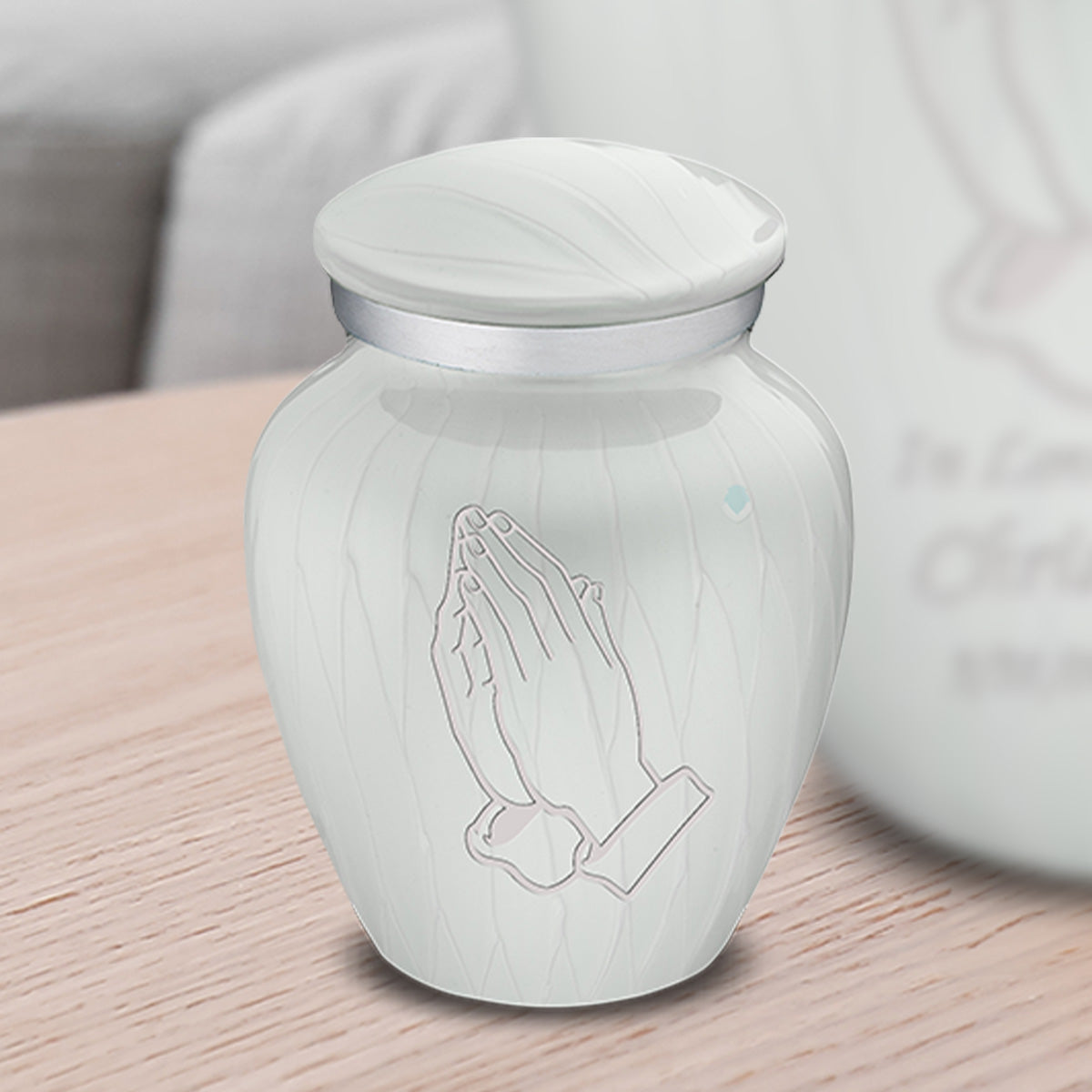Keepsake Embrace Pearl White Praying Hands Cremation Urn
