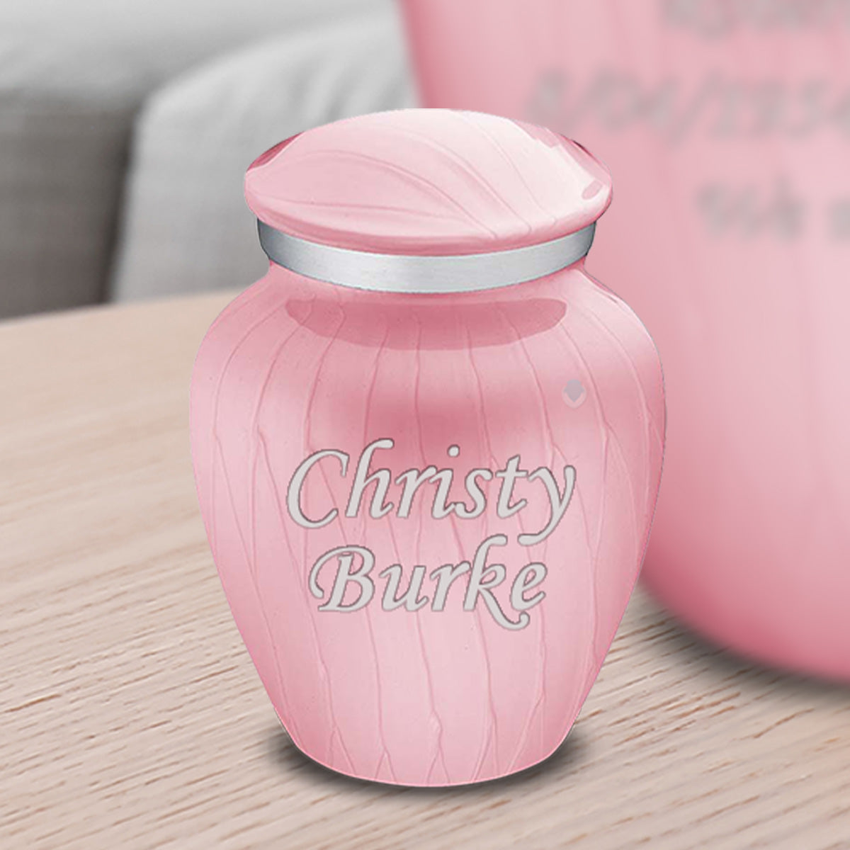 Keepsake Embrace Pearl Light Pink Custom Engraved Cremation Urn