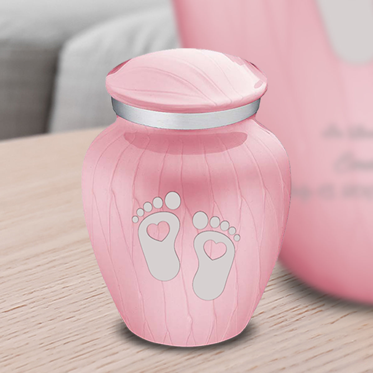 Keepsake Embrace Pearl Pink Loving Heart Feet Cremation Urn