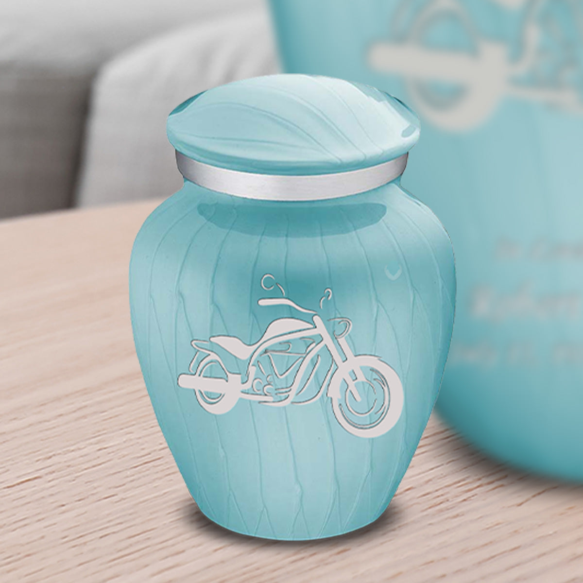 Keepsake Embrace Pearl Light Blue Motorcycle Cremation Urn