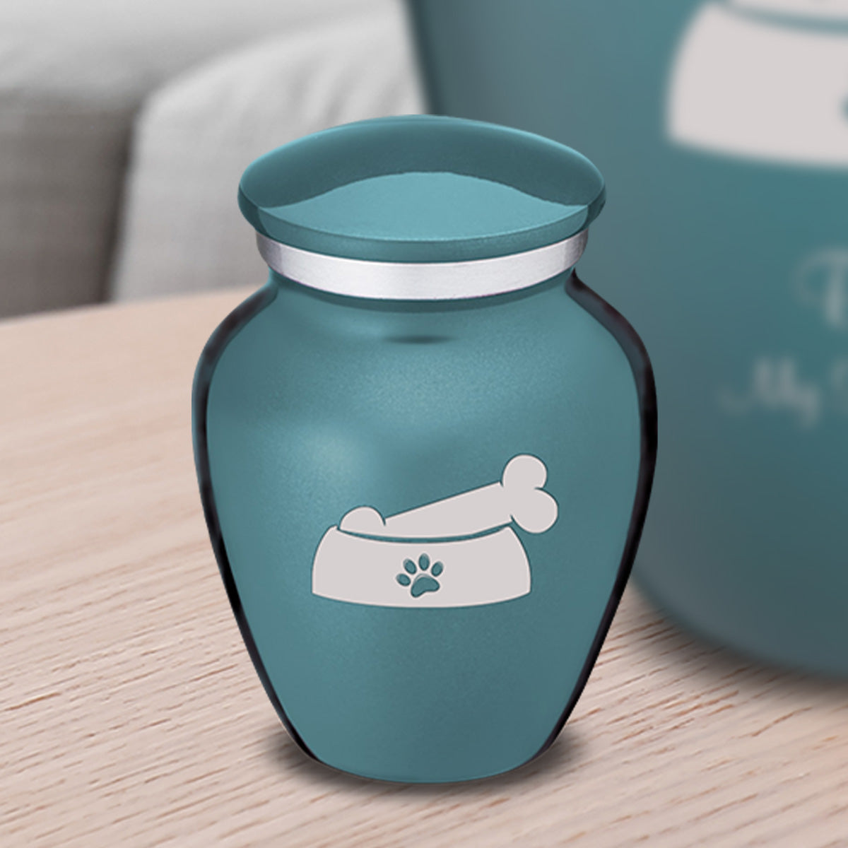 Keepsake  Embrace Teal Pet Dog Bone Cremation Urn