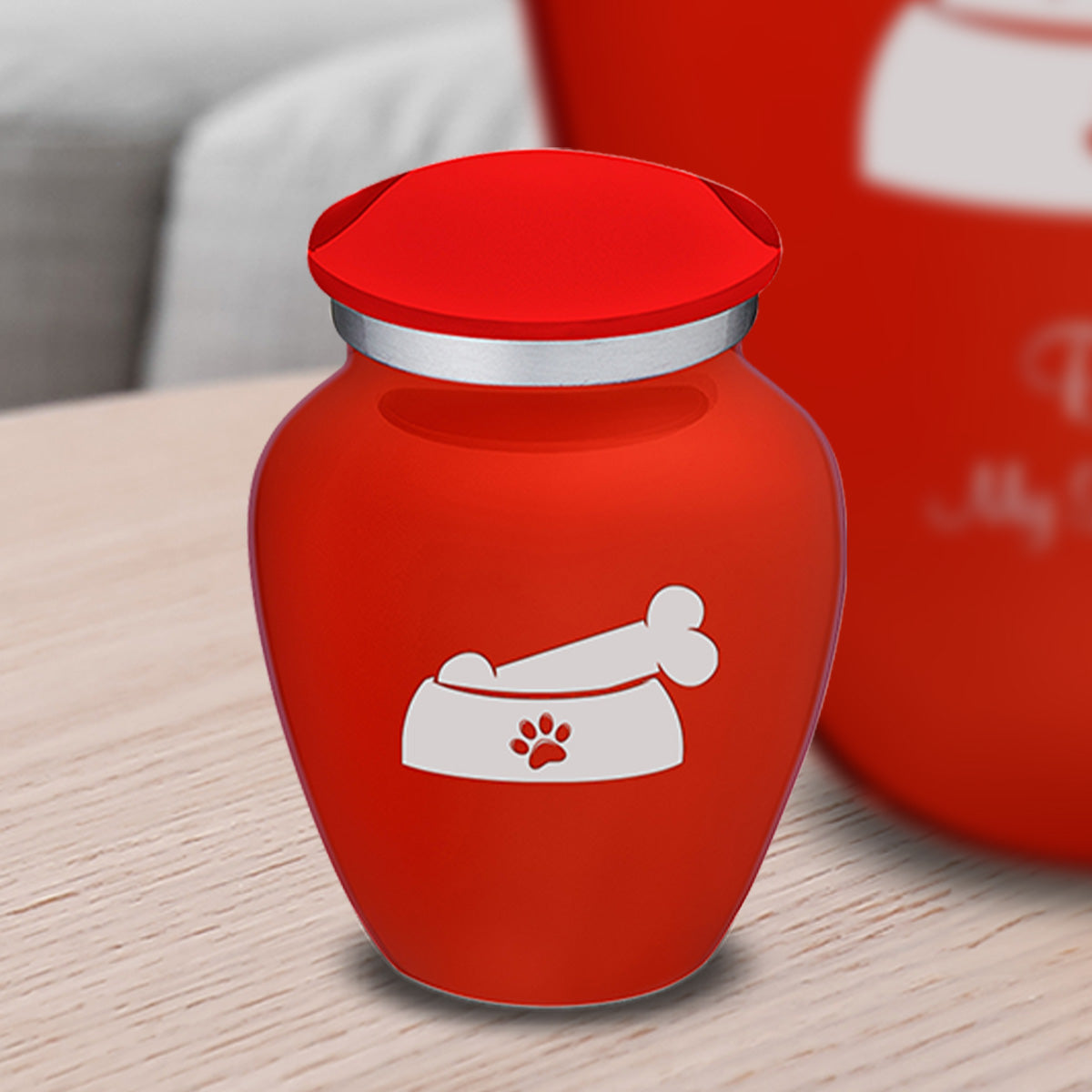 Keepsake  Embrace Bright Red Pet Dog Bone Cremation Urn