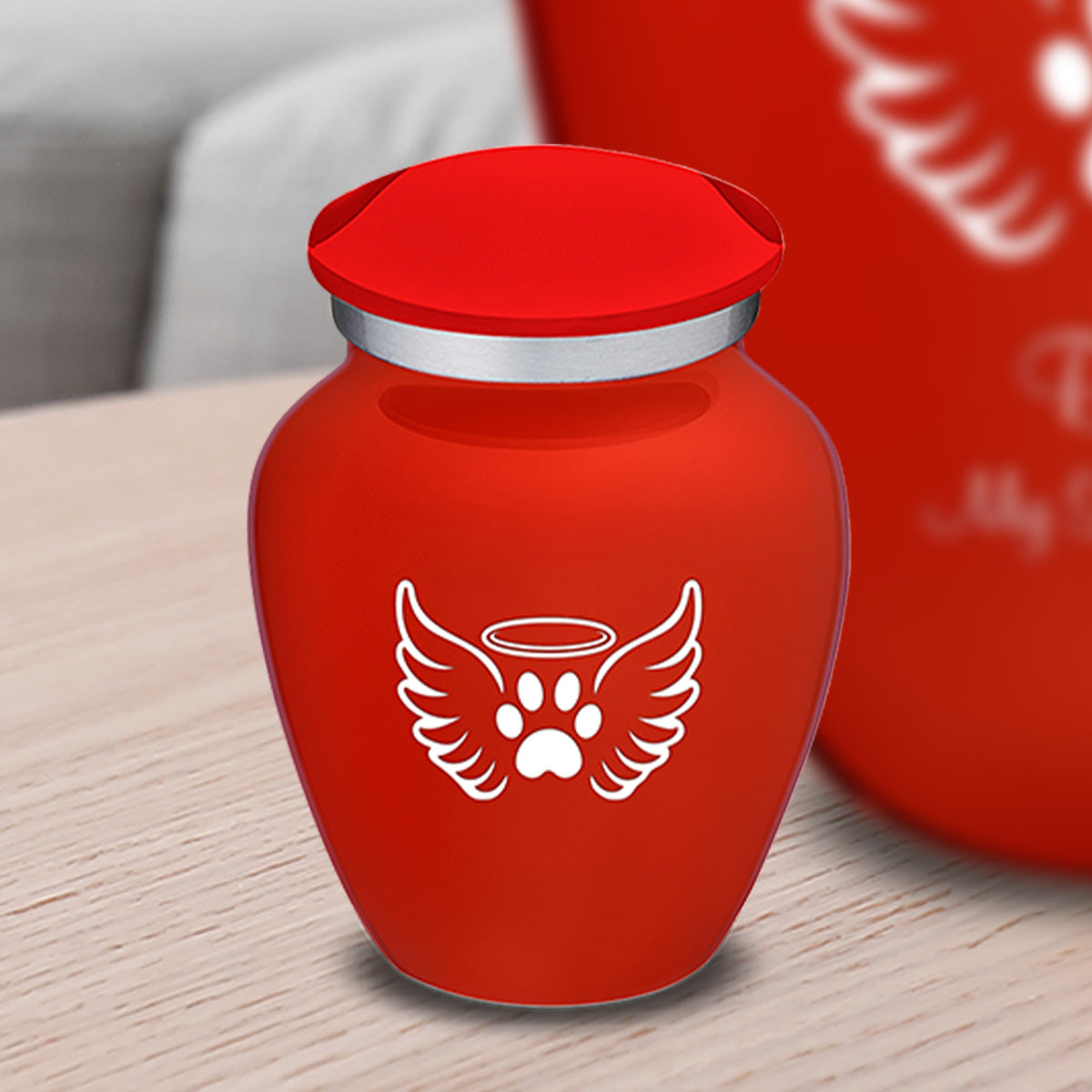 Keepsake Embrace Bright Red Pet Angel Wings Cremation Urn
