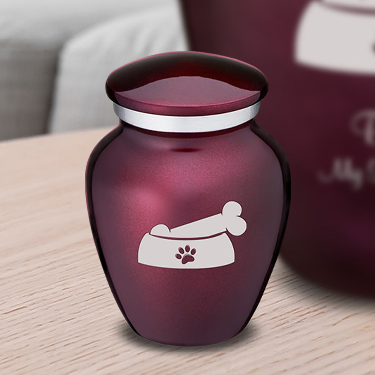 Keepsake  Embrace Cherry Purple Pet Dog Bone Cremation Urn