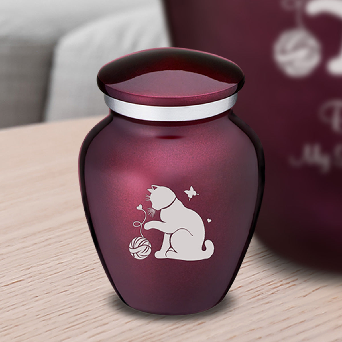 Keepsake Embrace Cherry Purple Pet Fun Cat Cremation Urn