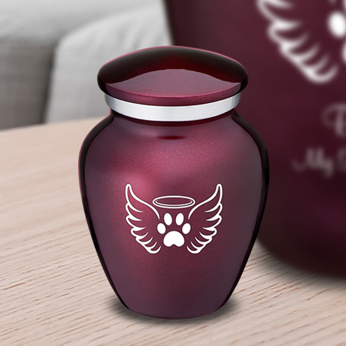 Keepsake Embrace Cherry Purple Pet Angel Wings Cremation Urn