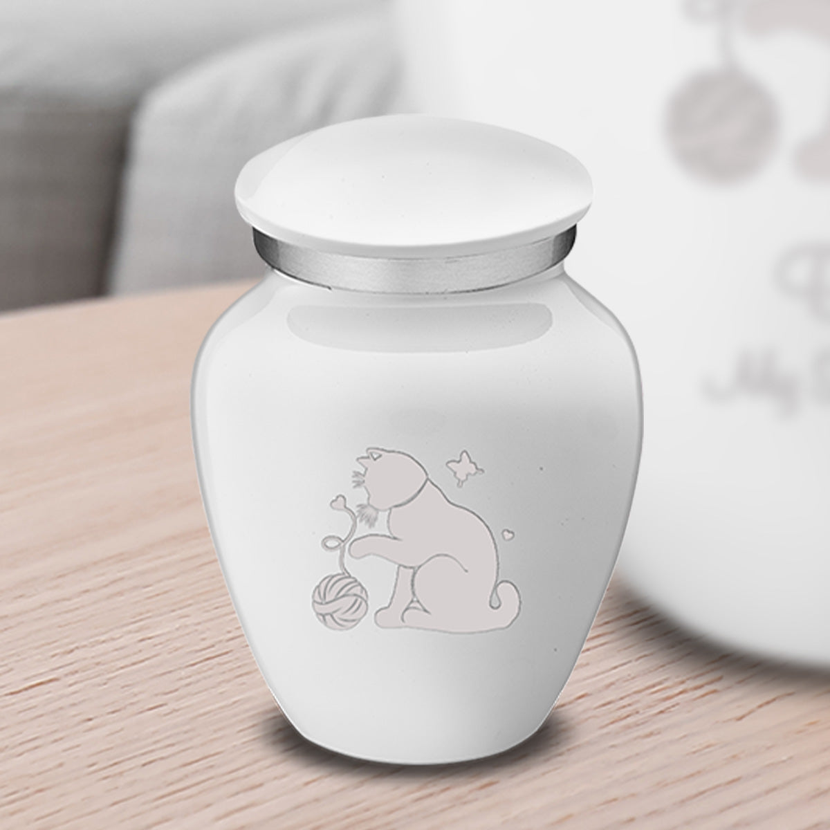 Keepsake Embrace White Pet Fun Cat Cremation Urn