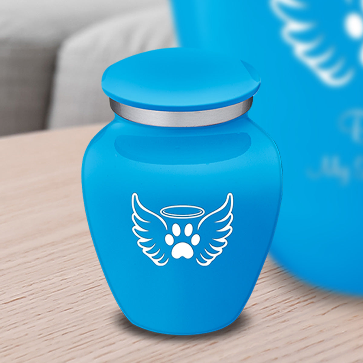 Keepsake Embrace Racing Blue Pet Angel Wings Cremation Urn