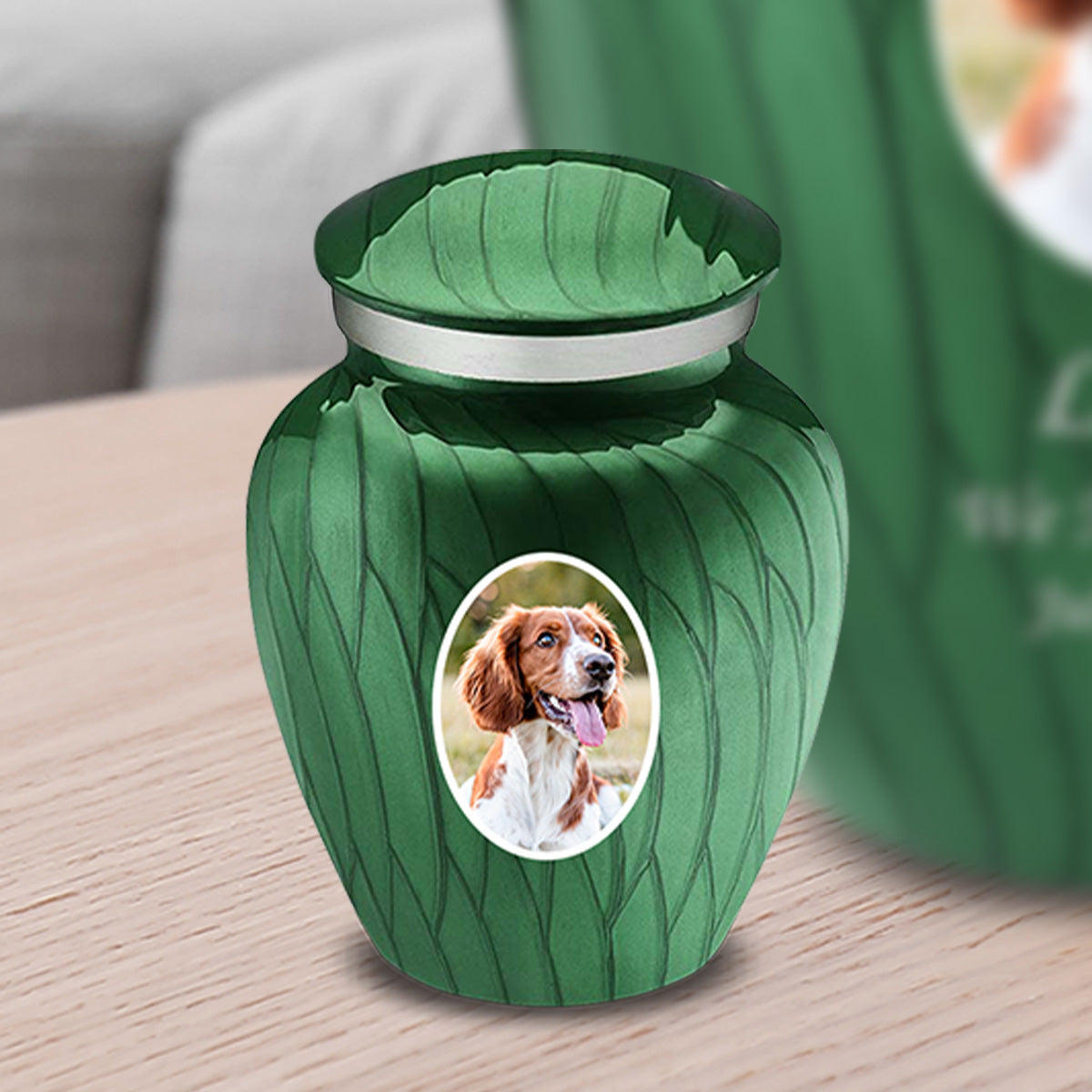 Keepsake Pet Embrace Pearl Green Portrait Cremation Urn