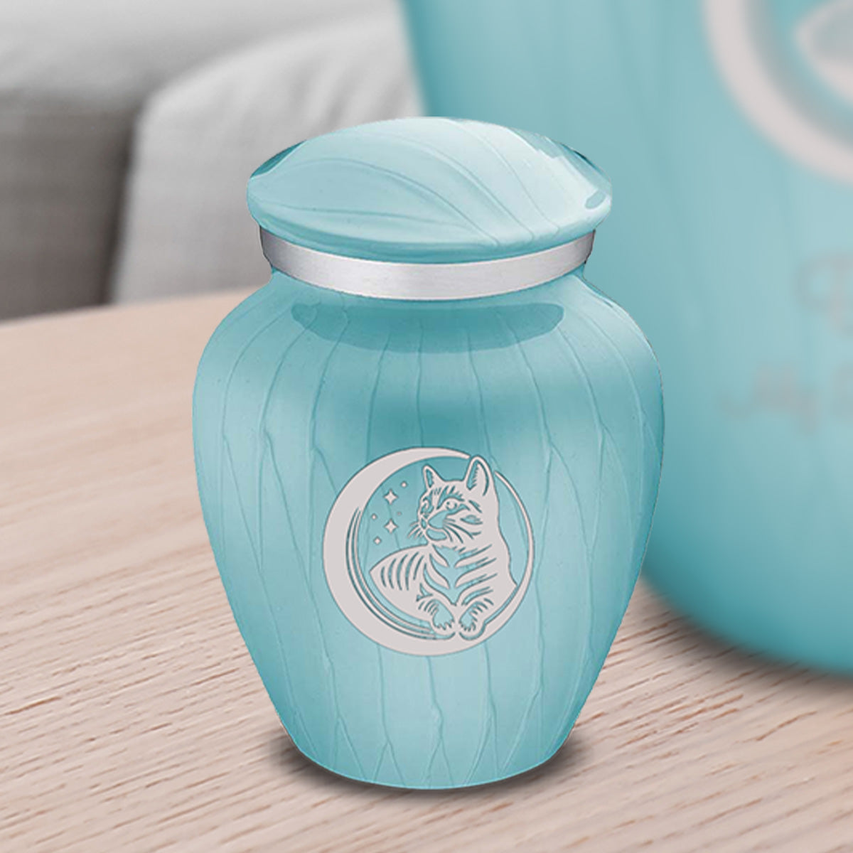 Keepsake Embrace Pearl Light Blue Pet Cute Cat Cremation Urn