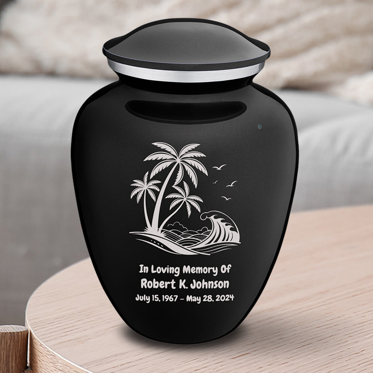 Medium Embrace Black Palm Beach Cremation Urn