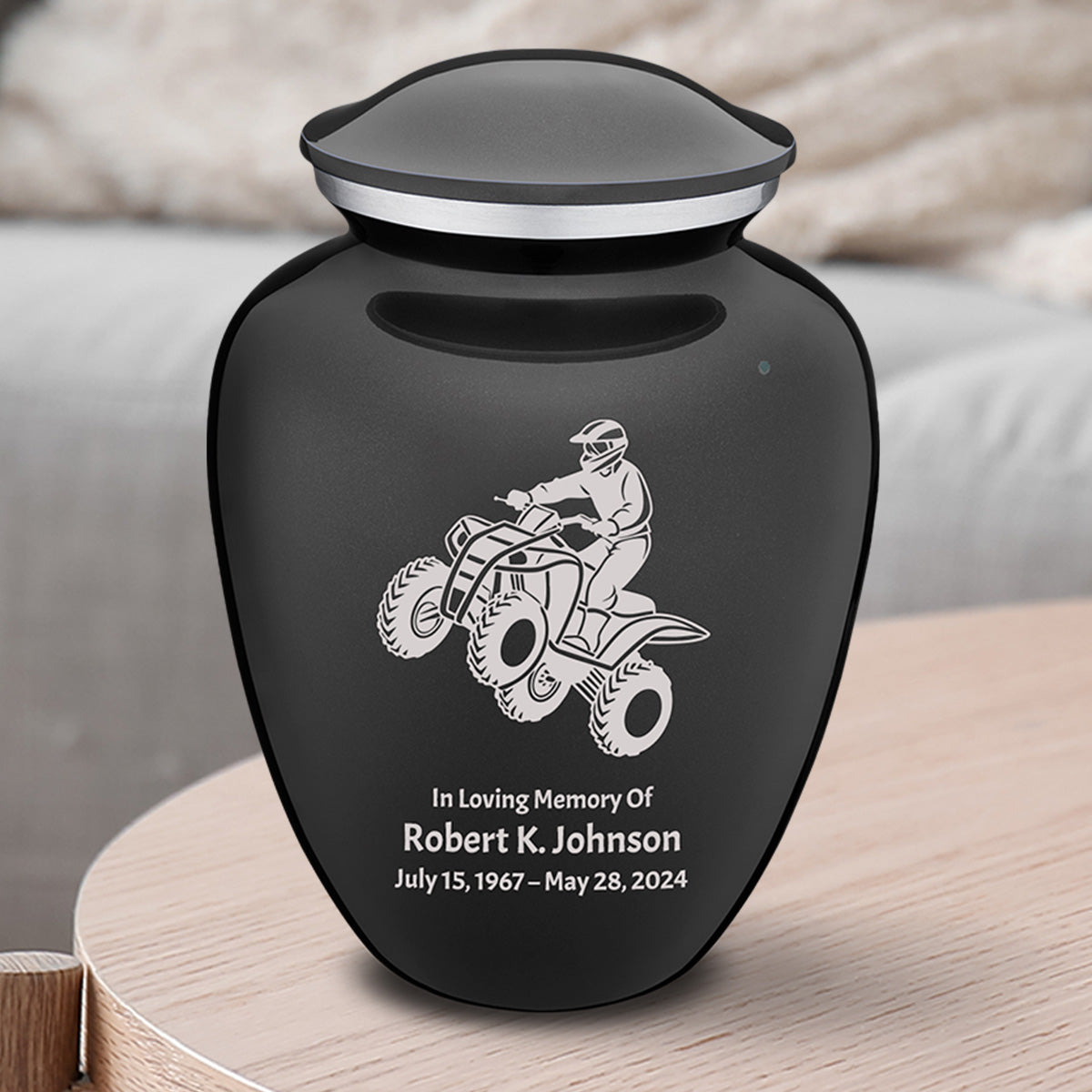 Medium Embrace Charcoal Black ATV Cremation Urn