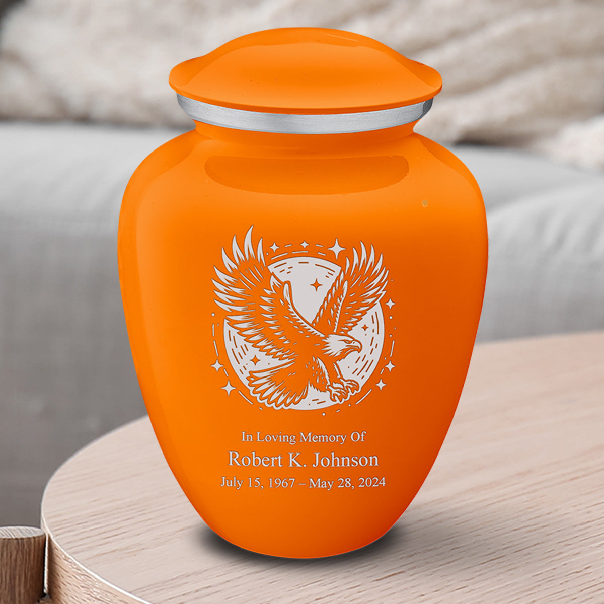 Medium Embrace Burnt Orange Flying Eagle Cremation Urn