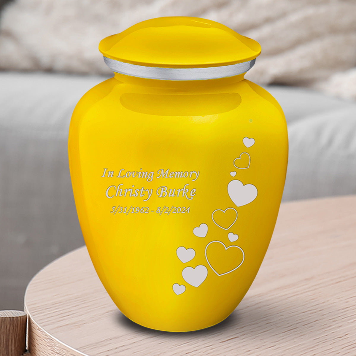 Medium Embrace Yellow Floating Heart Cremation Urn