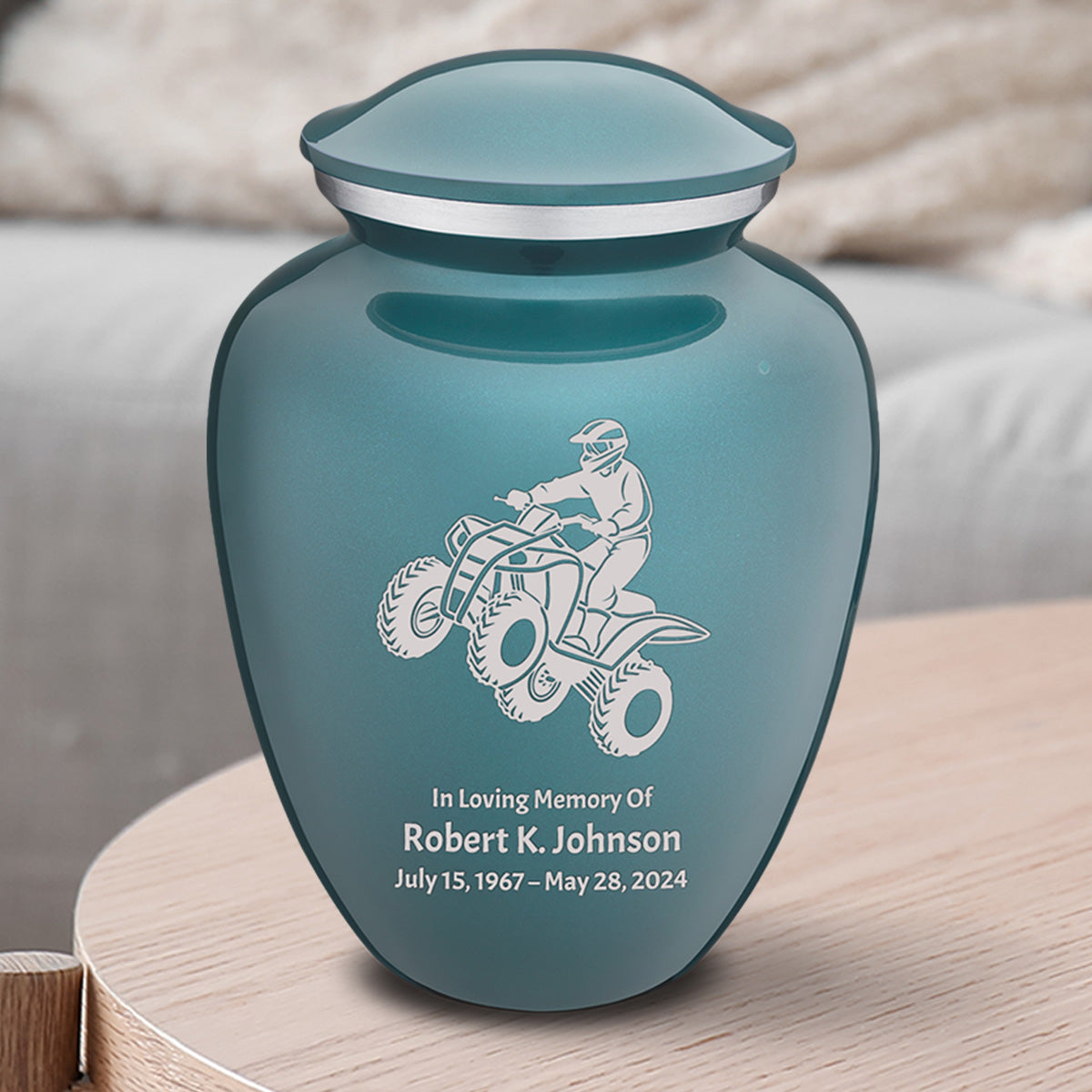 Medium Embrace Teal ATV Cremation Urn