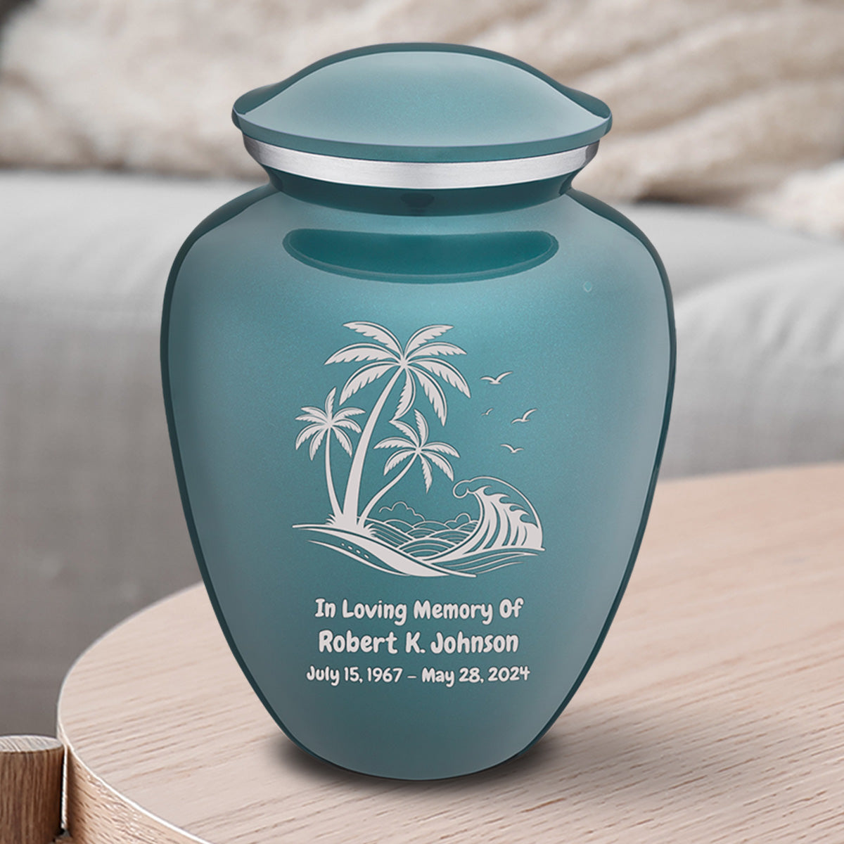 Medium Embrace Teal Palm Beach Cremation Urn