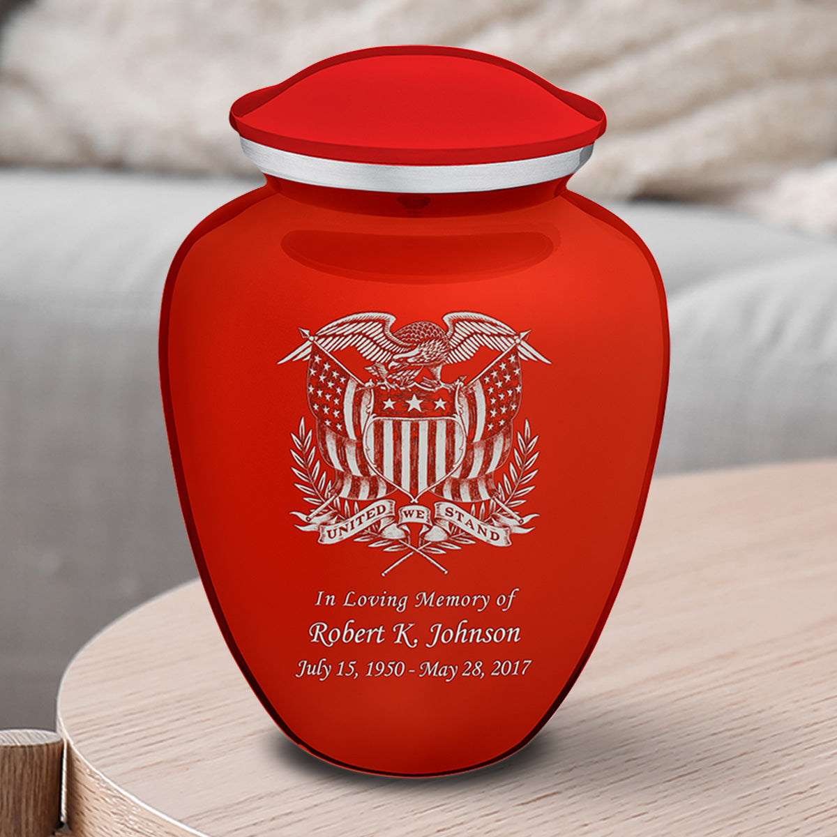 Medium Embrace Red American Glory Cremation Urn