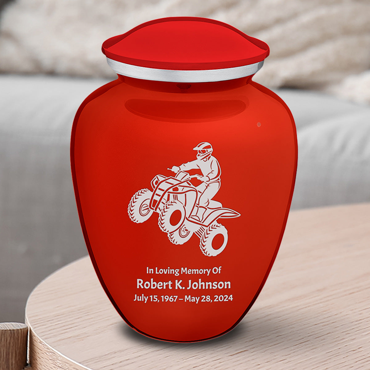 Medium Embrace Bright Red ATV Cremation Urn