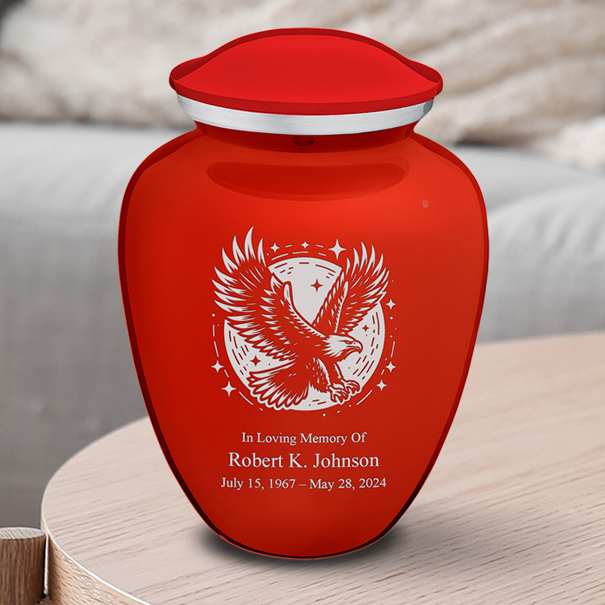 Medium Embrace Bright Red Flying Eagle Cremation Urn