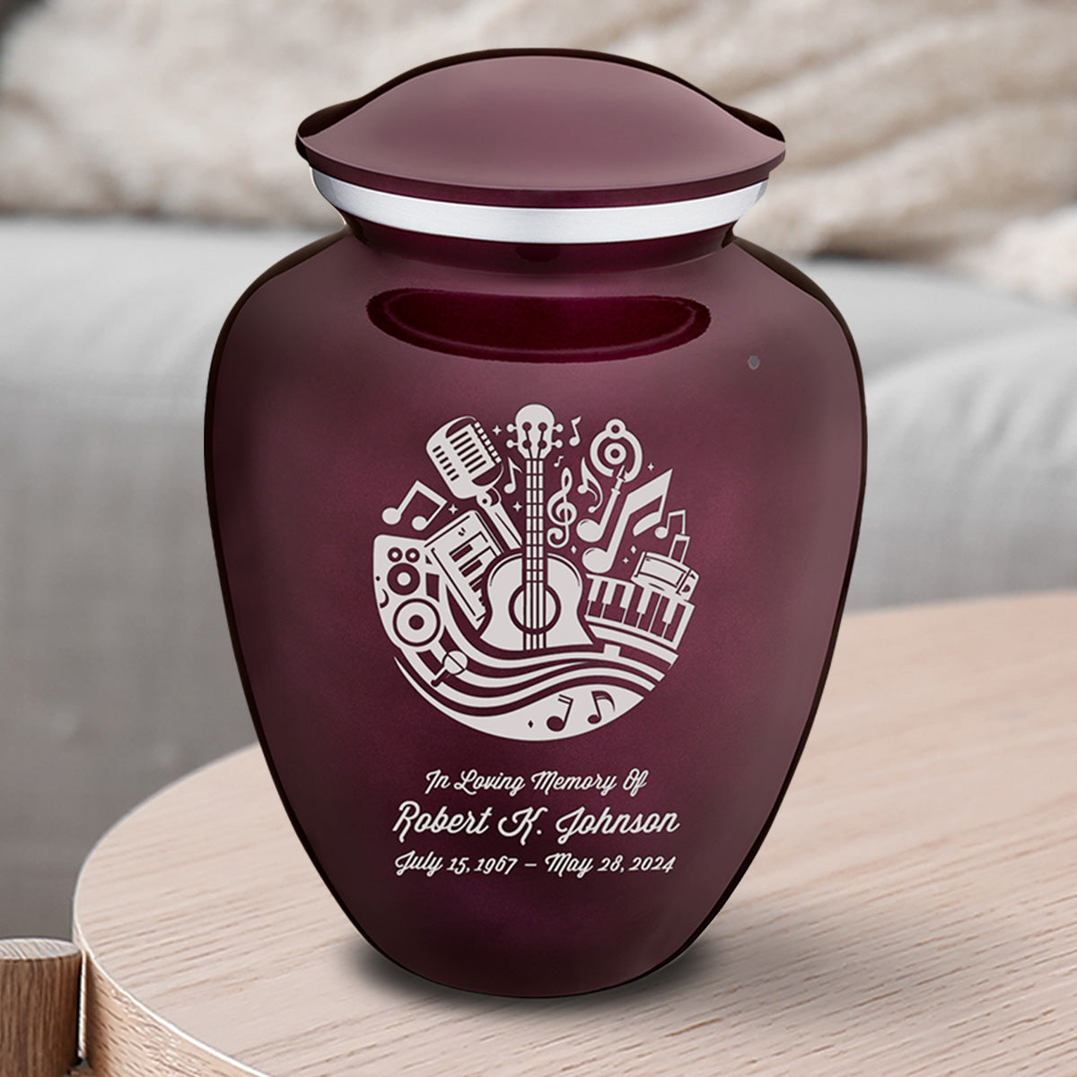 Medium Embrace Cherry Purple Music Cremation Urn