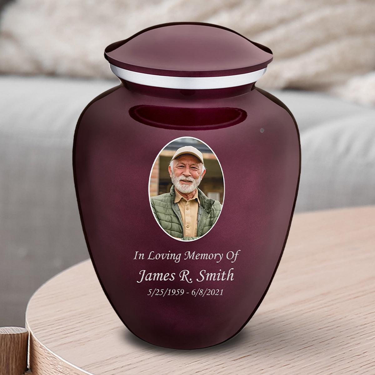 Medium Embrace Cherry Purple Portrait Cremation Urn
