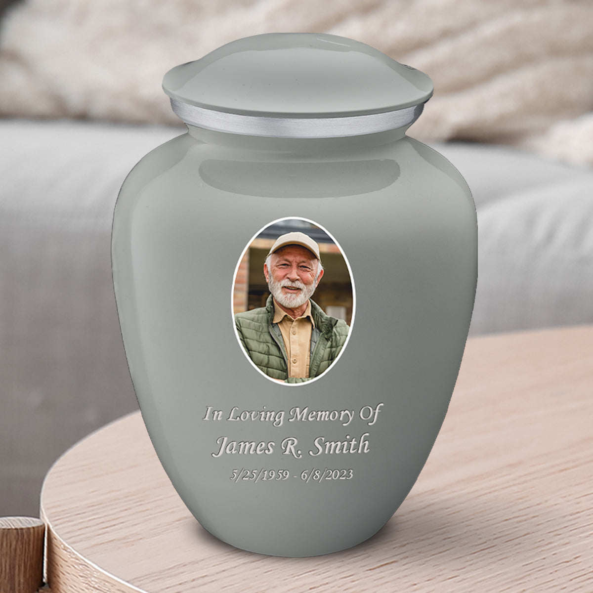 Medium Embrace Slate Grey Portrait Cremation Urn