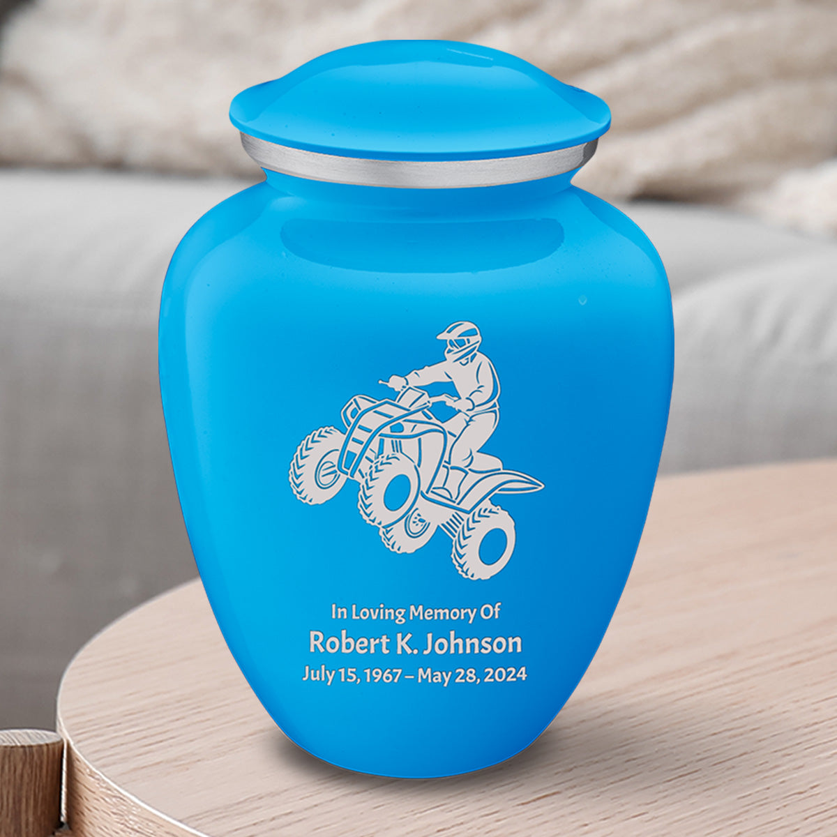 Medium Embrace Racing Blue ATV Cremation Urn