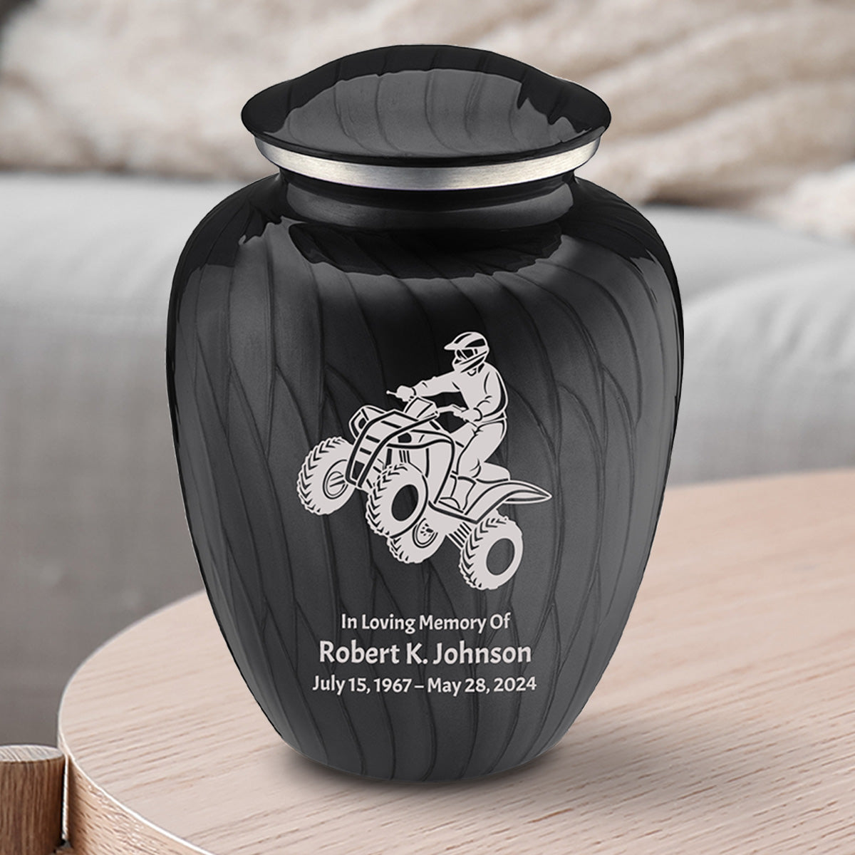 Medium Embrace Pearl Black ATV Cremation Urn