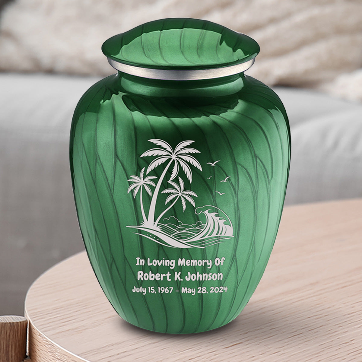 Medium Embrace Pearl Green Palm Beach Cremation Urn