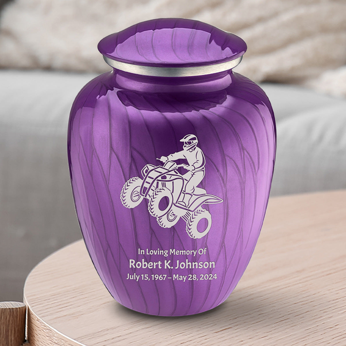 Medium Embrace Pearl Purple ATV Cremation Urn