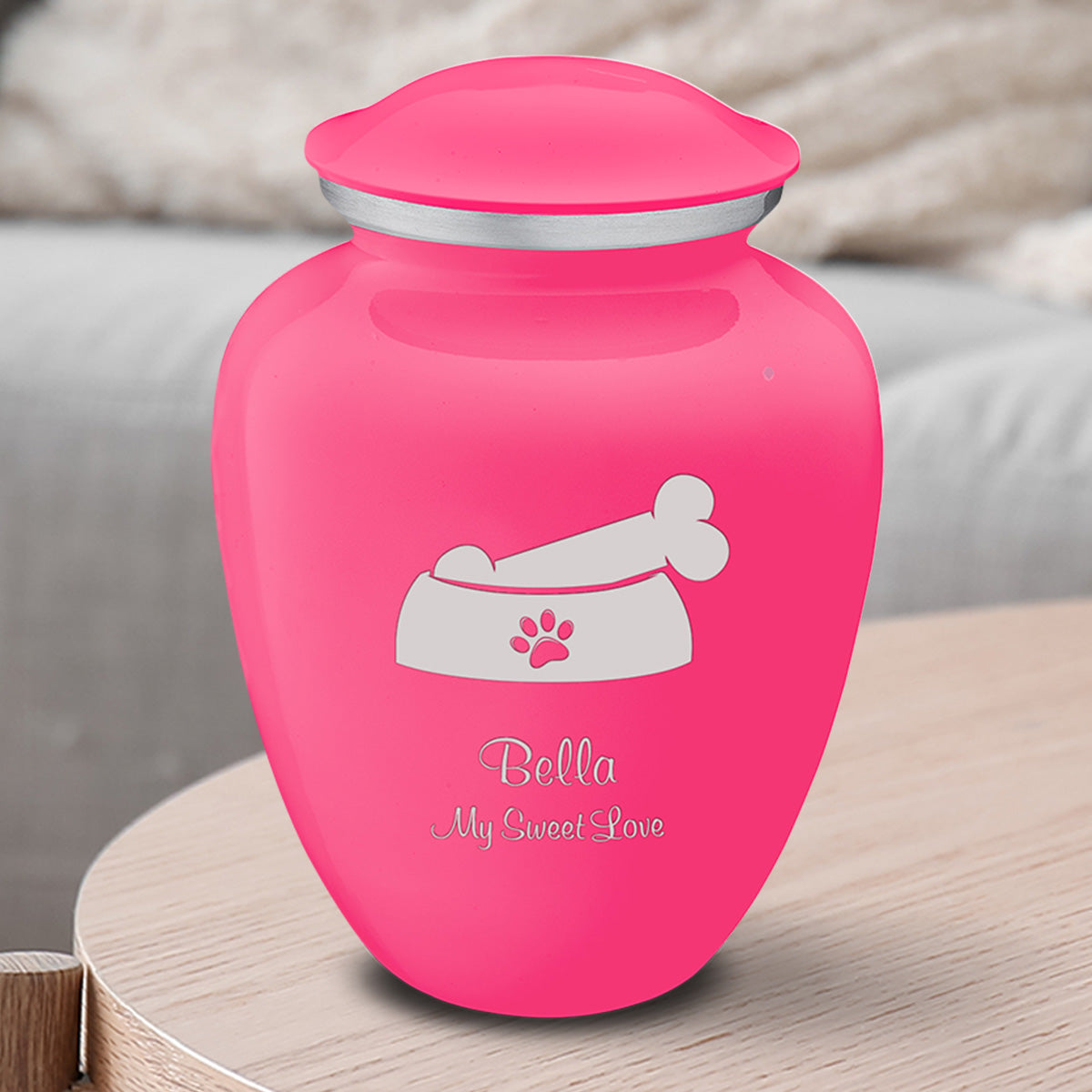 Medium  Embrace Bright Pink Pet Dog Bone Cremation Urn