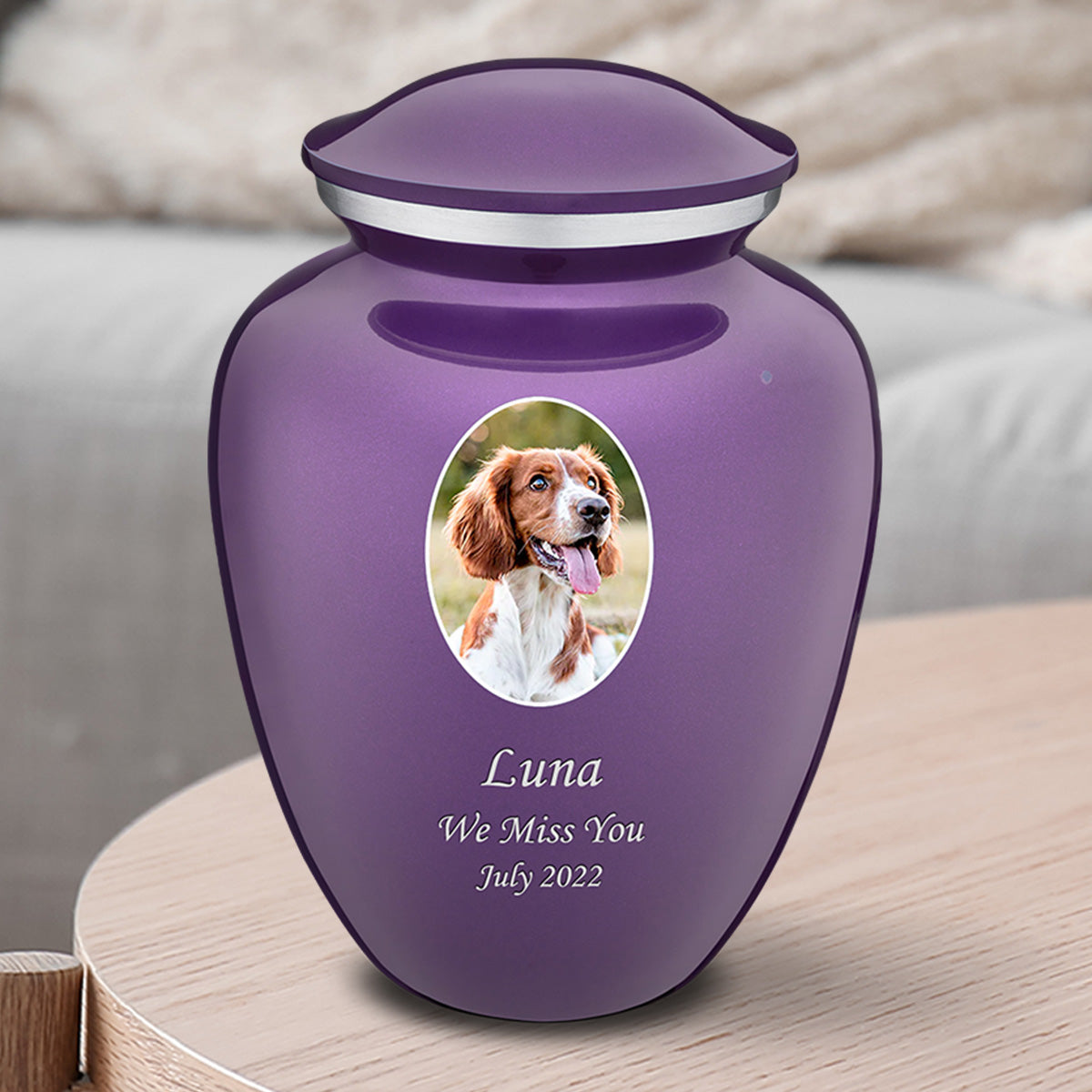 Medium Pet Embrace Purple Portrait Cremation Urn