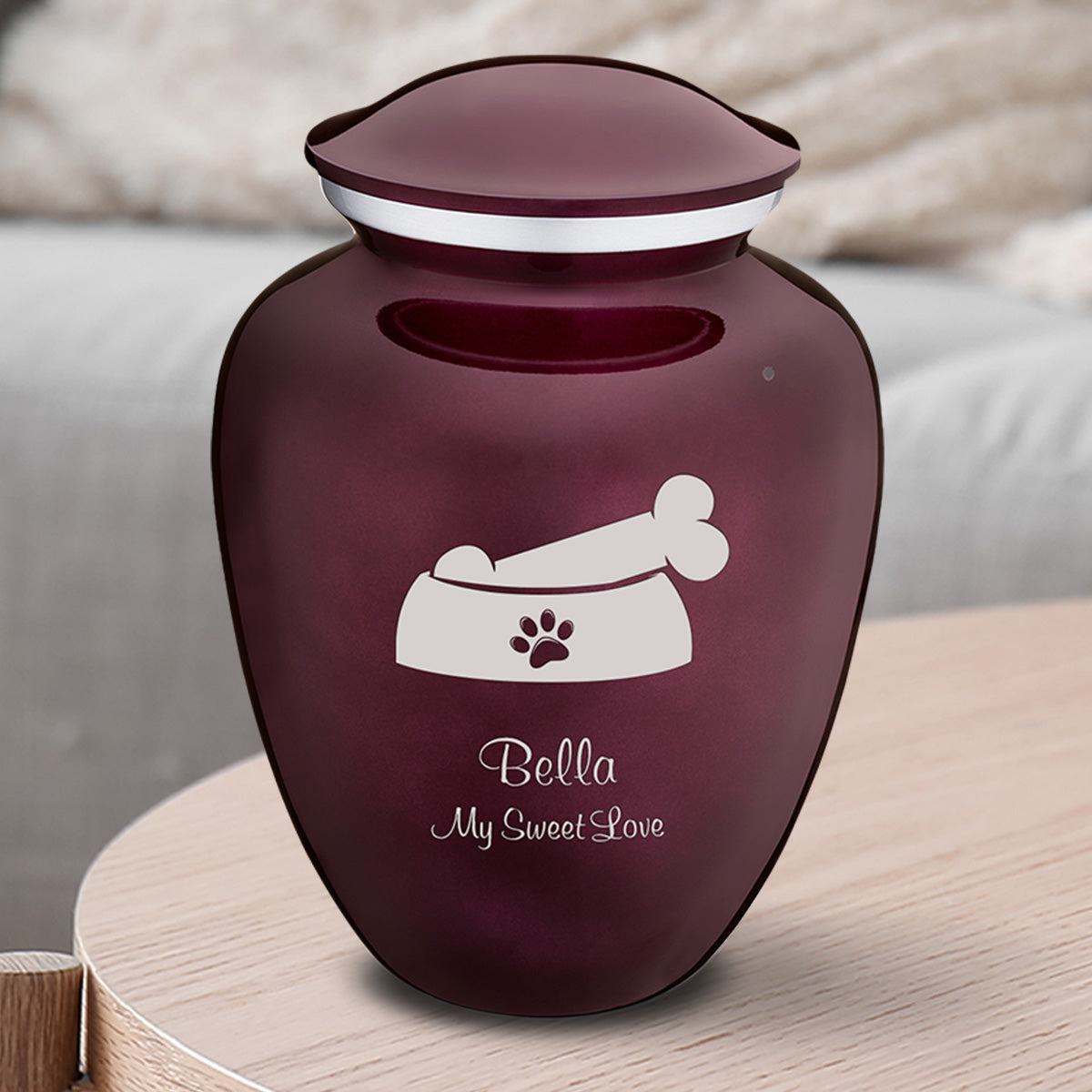 Medium  Embrace Cherry Purple Pet Dog Bone Cremation Urn