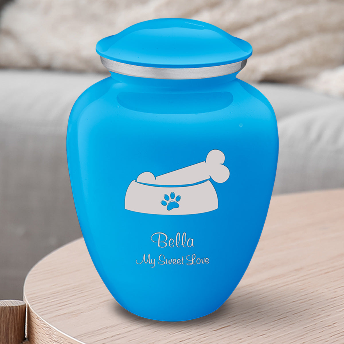Medium  Embrace Racing Blue Pet Dog Bone Cremation Urn