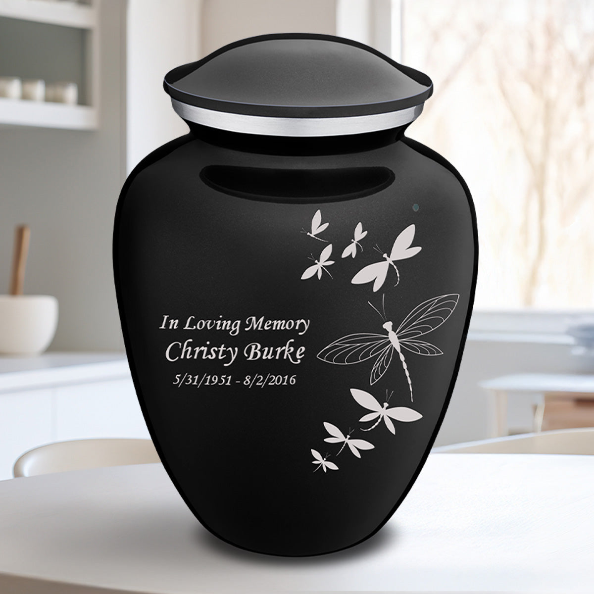 Adult Embrace Black Dragonflies Cremation Urn