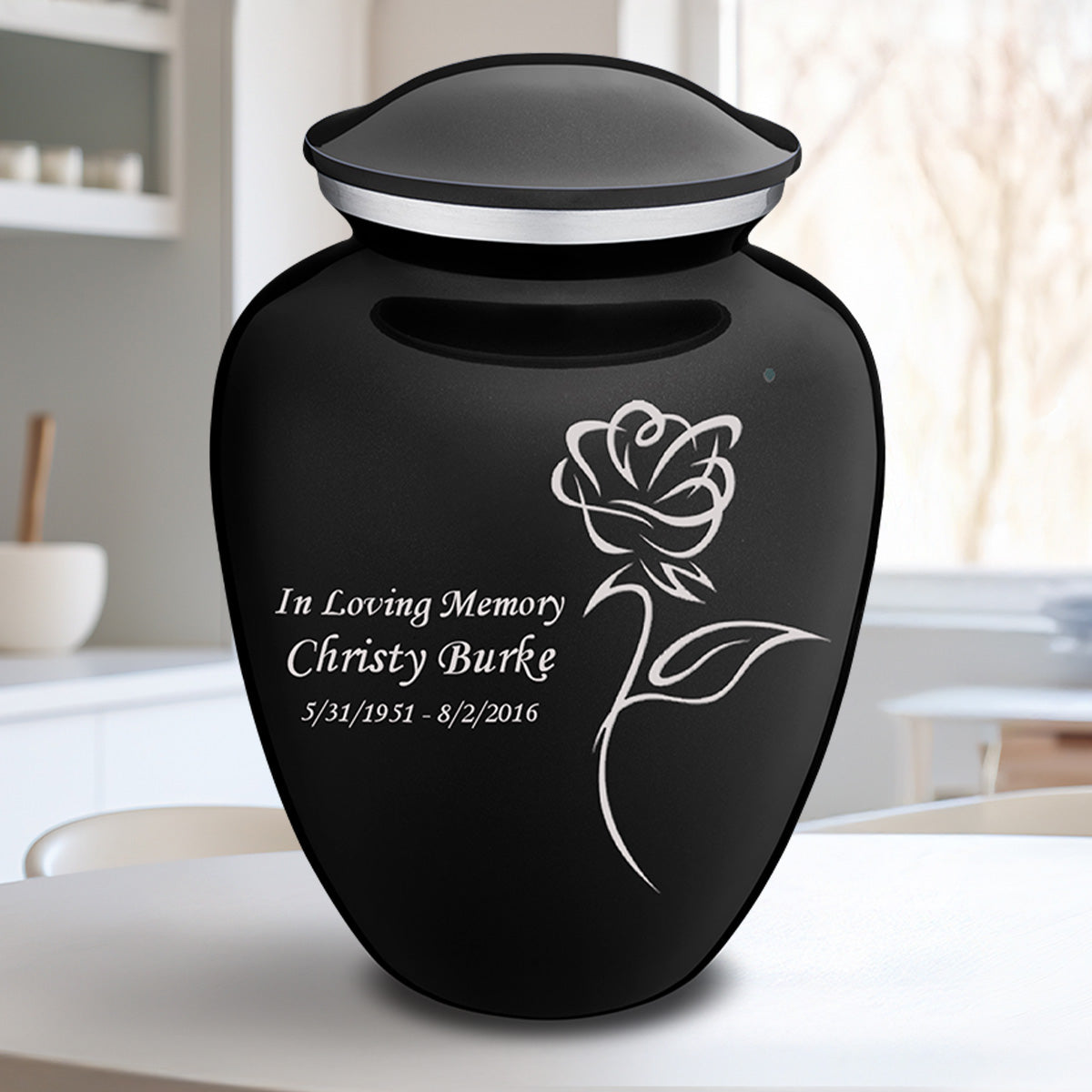 Adult Embrace Black Rose Cremation Urn