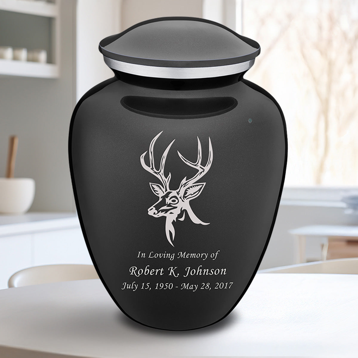 Adult Embrace Charcoal Grey Deer Cremation Urn