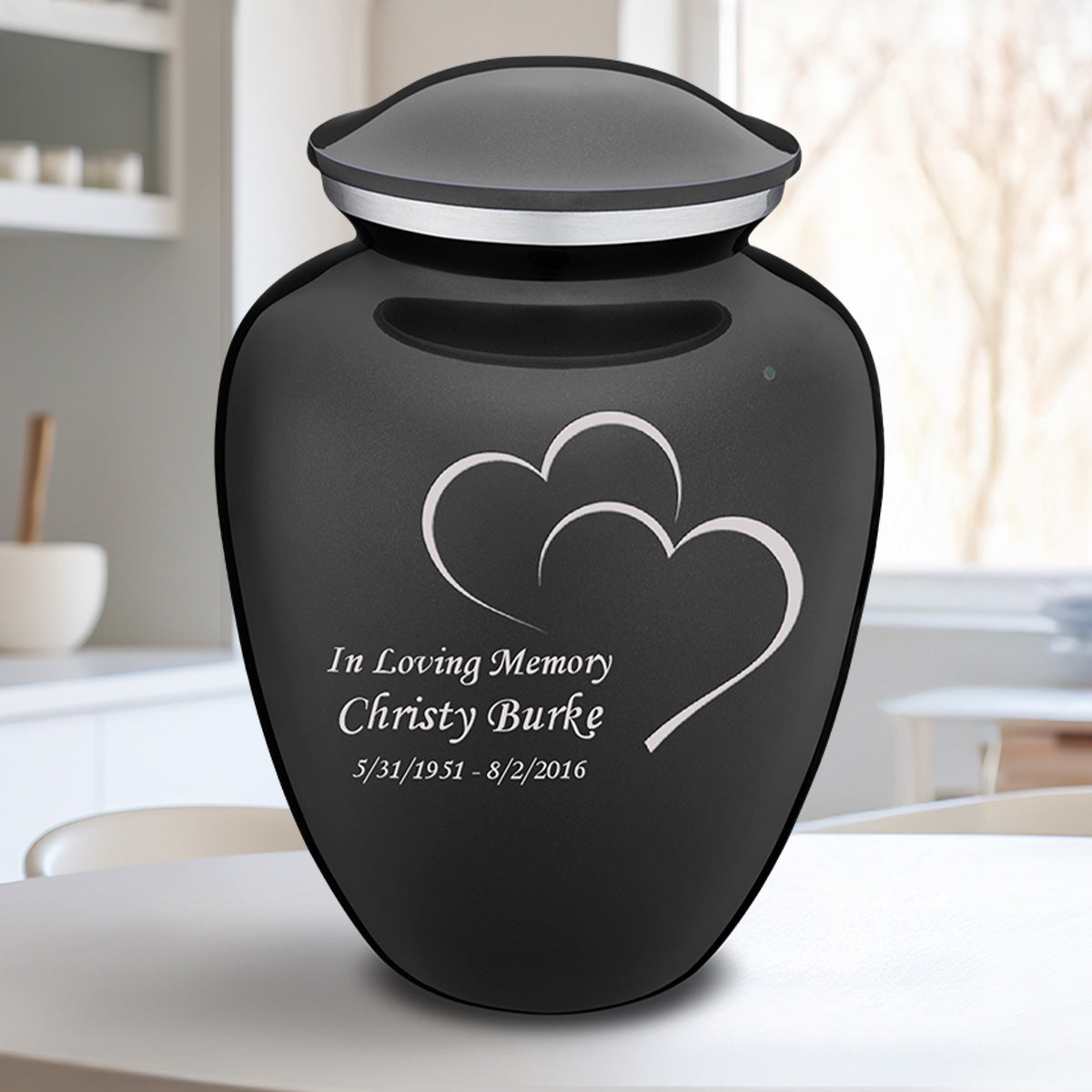 Adult Embrace Charcoal Hearts Cremation Urn