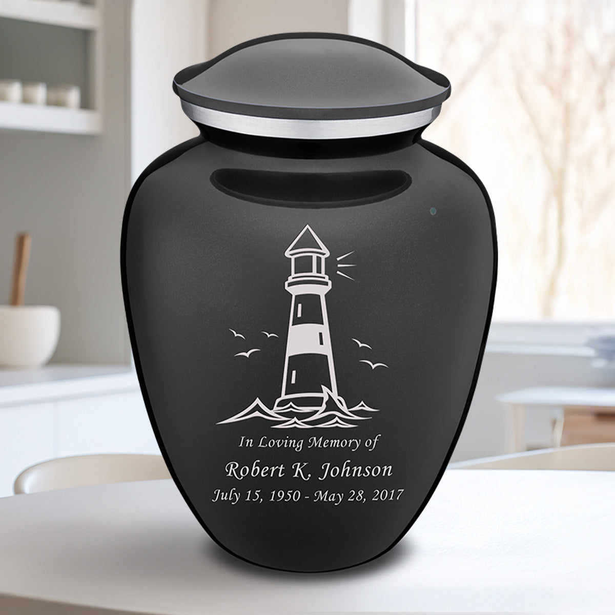 Adult Embrace Charcoal Lighthouse Cremation Urn