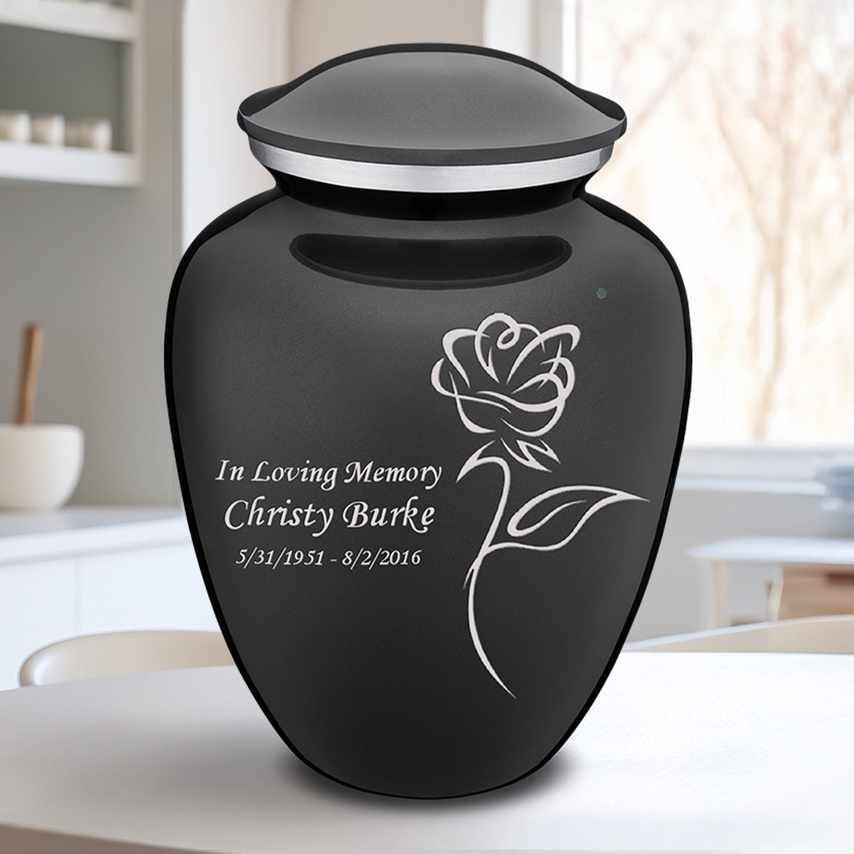 Adult Embrace Charcoal Rose Cremation Urn