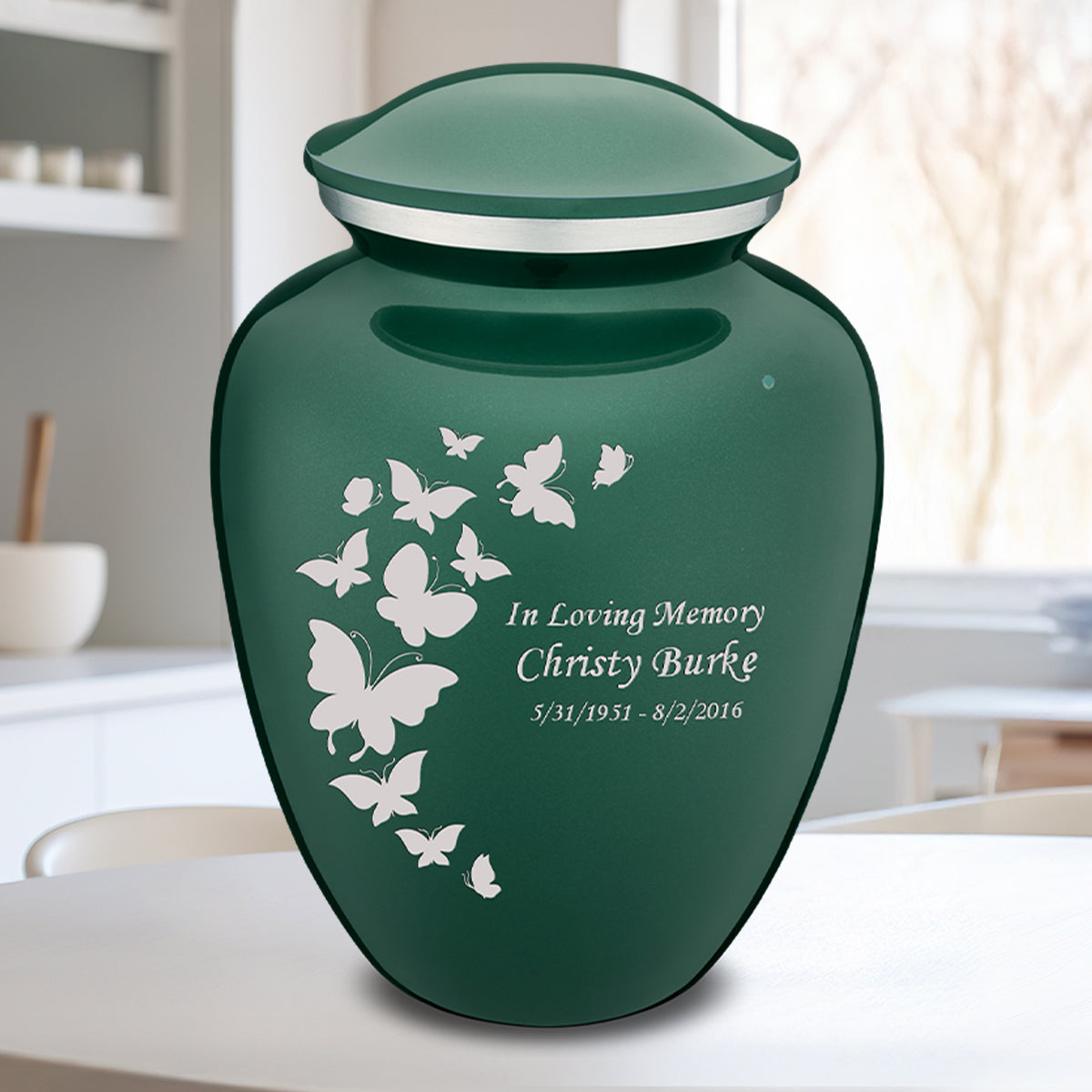 Adult Embrace Green Butterfly Cremation Urn