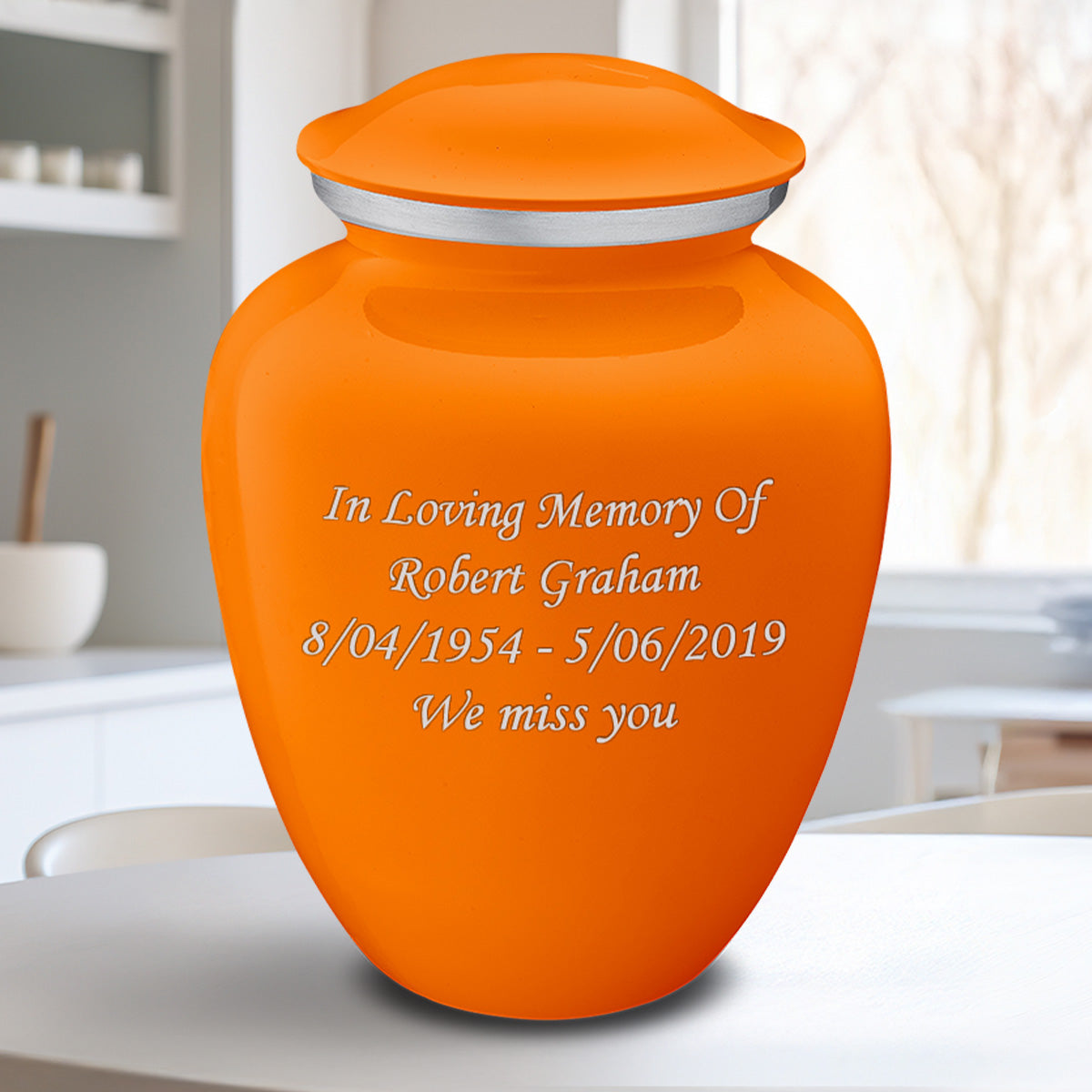 Adult Embrace Burnt Orange Custom Engraved Cremation Urn