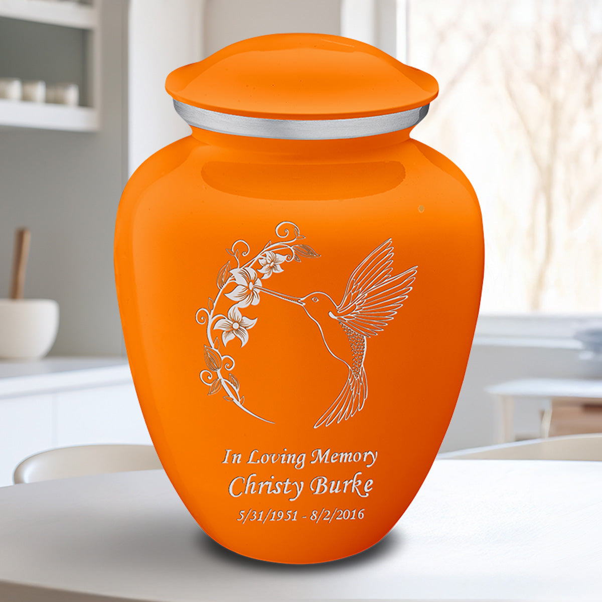 Adult Embrace Burnt Orange Hummingbird Cremation Urn